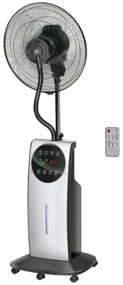 Zdjęcie produktu dla Wentylator Stojący Z Mgłą Natryskową 90 W, Zbiornik Na Wodę 3,1 L, 3 Tryby Nawiewu, Kółka, Pilot, Czarny