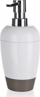 Produktbild von BRILLANZ Seifenspender Plastik Oval 8,8 x in 19 cm, weiß grau
