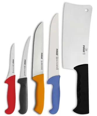 Produktbild von Pirge Metzgermesser Set 5 TLG Schlachtermesser - Fleischermesser - Exzellenter Schärfe Ausbeinmesser - Hackmesser