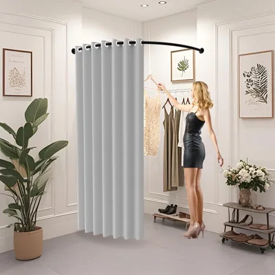 Umkleidekabine freistehend 100x200 cm Grau mit C-Stange