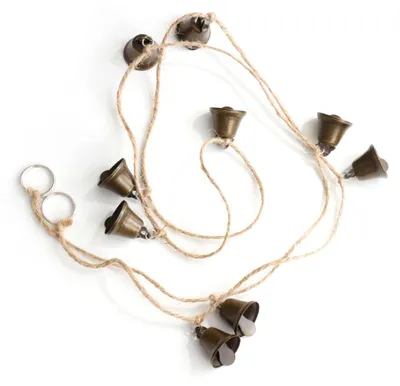 Jingle Bells Hängeschnur, 9 antike Bronzeglocken, 135 cm
