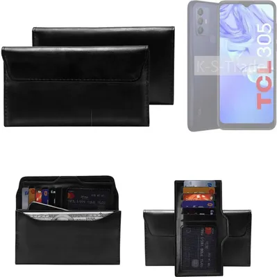 Produktbild von K-S-Trade Handy Hülle kompatibel mit TCL 305 Schutz Hülle Tasche Schutz Case Handytasche Kunstleder schwarz, 1x