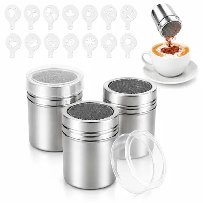 19-teiliges Edelstahl-Streuer-Set für Mehl, Kakao & Puderzucker