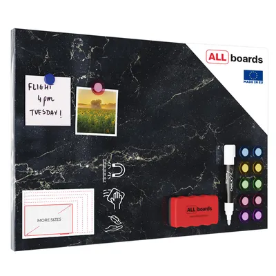 Immagine prodotto di Lavagna magnetica in acciaio MARMO NERO 60x40cm MetalBoards lastra adatta per tutti i tipi di calamite + set di accessori GRATIS