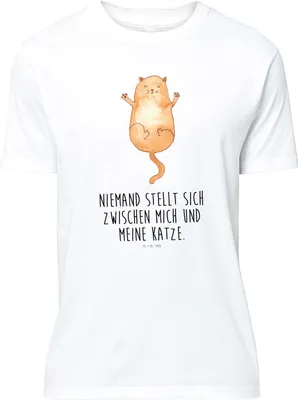 Produktbild von Mr. & Mrs. Panda S T-Shirt Katze Umarmen - Weiß - Geschenk, Shirt, oberteil, Baumwoll, Cats, Liebe, Freundin, Tshirt, Freunde