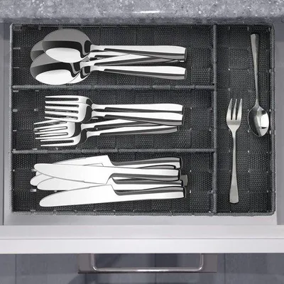 Produktbild von Famanu Besteckorganizer mit 4 Fächern - Kunststoff - Grau - HxBxD 4,5 x 26 x 36 cm