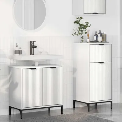 Productafbeelding van Maison Exclusive - Badkameraccessoireset, 2 stuks, wit, van multiplex en metaal