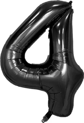 Image de Ballon en plastique chiffre 4, environ 100 cm, noir