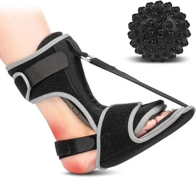 Produktbild von Fersenschiene Nachtstütze für Plantarfaszie, Fußstütze mit Massagekugel für Kalzifikationsabszess, Verkauf für Fußballen mit Massagekugel, schwarz