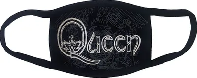 Produktbild von Queen - Weiß Retro Logo Gesichtsmaske - Schwarz