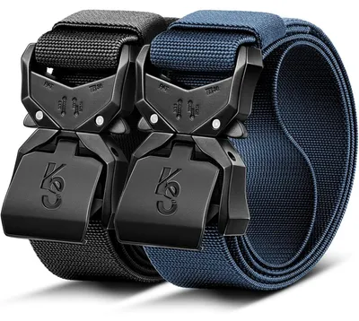 Produktbild von Taktischer Gürtel Herren 2er Set 38mm Nylon Metallschnalle Schnellverschluss 105cm Schwarz/Purpurblau