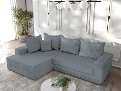 Produktbild von Ecksofa Couchgarnitur Sofa OSKAR in Stoff Tilia Grau Ottomane Links