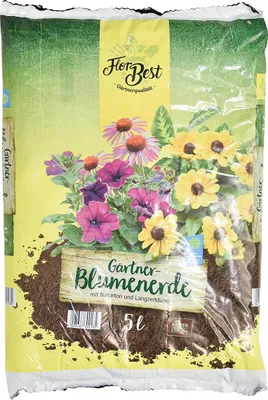 Produktbild von Hochwertige Blumenerde mit Langzeitdünger für gesundes Pflanzenwachstum