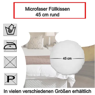 Produktbild von Füllkissen 45 cm rund Microfaser Kissenfüllung Kissen Füllung Kopfkissen Sofakissen