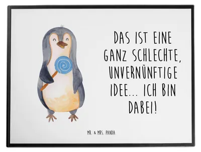 Produktbild von Mr. & Mrs. Panda Schreibunterlage Pinguin Lolli - Weiß - Geschenk, Süßigkeiten, Unterlage Schreibtisch, schreibmatte, Rabauke, Spruch, Unvernünftig, Schreibtischauflage