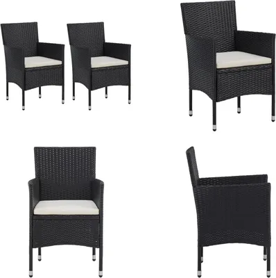 Produktbild von vidaXL Garten Essstühle 2 Stk. Poly Rattan Schwarz - Rattanstuhl - Rattanstühle - Gartensessel - Rattansessel