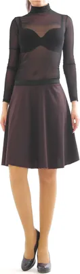 Produktbild von Swing Rock Midi hohe Taille Falten-Rock Gummibund Skirt maxi Midirock dunkelbraun L-XL