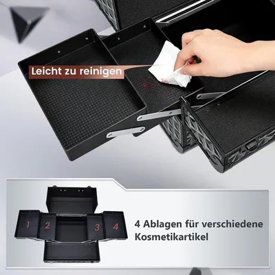 Produktbild von Make-up-Koffer – Kosmetiktasche – Aufbewahrung für Schönheitsprodukte – Verstellbare Fächer – 33,5 x 22,5 x 29 cm – Schwarz