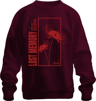 Produktbild von LOST MEMORY Spinnenlilie Higanbana Lycoris Japanisch Gothic Uni Sweatshirt Pullover, Burgundy, XXL