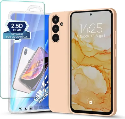 Produktbild von Hülle für Samsung Galaxy A54 5G mit 9H Displayglas Displayschutz Plus Case Cover Bumper Silikon Softgrip Schutzhülle Farbe: Rosa