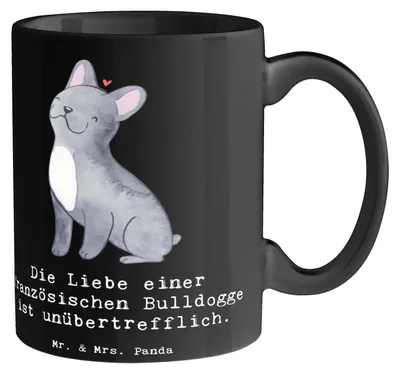 Produktbild von Mr. & Mrs. Panda haferl Französische Bulldogge Liebe - Schwarz - Geschenk, Kaffeetasse, bedingungslose, Hund, Hunderasse, fröhliches Wesen, Hunderassen, einzigartig