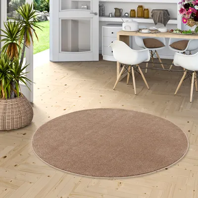 Produktbild von Luxus Soft-Velours Teppich Verona Taupe Rund, Größe:160 cm Rund