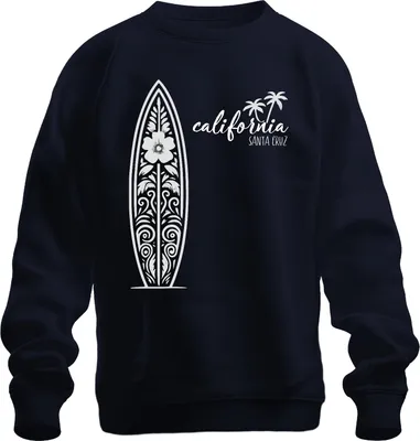 Immagine prodotto di California Santa Cruz Surfbretter Surfen Palmen Strand Vintage Unisex Felpa Pullover, Navy, L