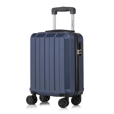 Produktbild von Koffer Trolley Reisekoffer Suitcase, Rollkoffer Handgepäck ,mit 4 Rollen360°, Hartschalenreisekoffer, Zahlenschloss, Weicher Gummigriff (S,Dunkelblau)