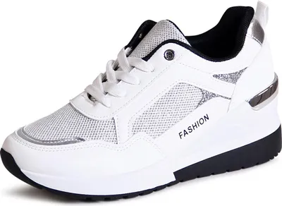 Produktbild von topschuhe24 3009 Damen Keil Sneaker Plateau Glitzer Turnschuhe , Farbe:Weiß, Größe:40 EU