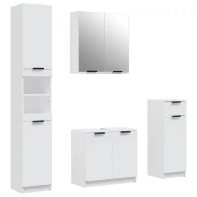 Produktbild von 4-tlg. Badmöbel-Set Weiß Holzwerkstoff