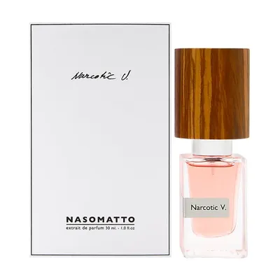 A perfume bottle and its box are displayed against a white background.