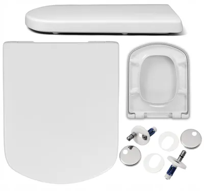 Produktbild von WC Sitz - Toilettensitz - für Roca Dama Senso - Weiß - Selbstschließend - Antibakteriell - Duroplast - Abnehmbar - Toilettendeckel