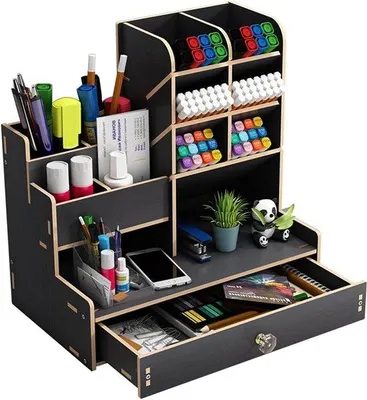 Produktbild von Famanu Stifthalter - Büro Organizer mit Schublade - Multifunktionales Desktop Zubehör