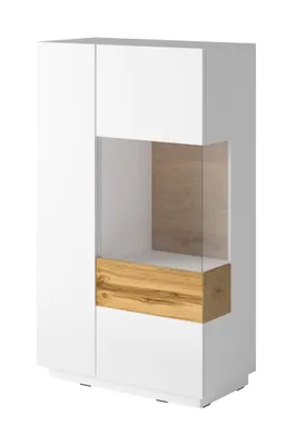Produktbild von OXM Kommoden Silke Weiß / Weiß glänzend / Eiche Wotan 80 x 139 x 40 cm
