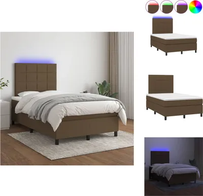 Produktbild von vidaXL Boxspringbett mit Matratze & LED Dunkelbraun 120x200 cm Stoff -  Betten & Bettgestelle