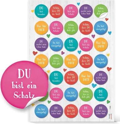 Produktbild von Logbuch-Verlag 140 bunte Aufkleber Sprüche Motivation Glück Liebe - zum Basteln Scrapbooking Verzieren von Geschenken Geschenkverpackung Geburtstag Kinder35 Aufkleber / 1 Bogen