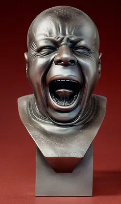 Charakterkopf 'Der Gähner' – Kunstharzskulptur, 19 cm