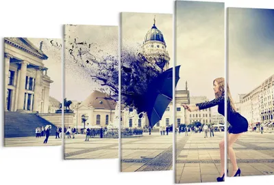 Produktbild von Bild auf Leinwand - Leinwandbild - Stadt landmarken quadrat regenschirm - 150x100cm - Wand Bild - Wanddeko - Leinwanddruck - Bilder - Kunstdruck - Leinwand bilder - Wandkunst - EG150x100-2627