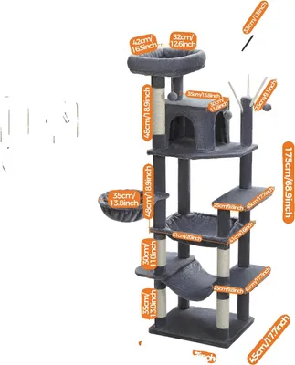 Zdjęcie produktu dla Drapak dla kota, wielopiętrowy, przytulny hamak, AMT0240DGY, XL