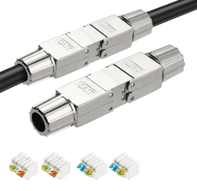Productafbeelding van 2-pack RJ45-connectoren, Cat7-koppelingsmodule, afgeschermde netwerkverlenger