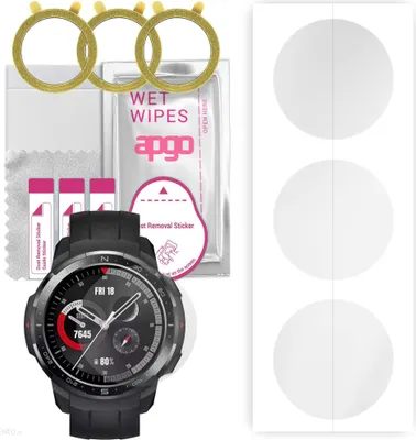Produktbild von apgo 3 Stück Schutzfolie, klar, kompatibel mit Honor Watch GS Pro Smartwatch, Hydrogel Displayschutzfolie mit Positionierhilfe, Displayfolie, robust und kratzfest