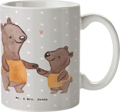 Produktbild von Mr. & Mrs. Panda Kaffeetasse Arbeitserzieher Herz - Grau Pastell - Geschenk, Kaffeebecher, Ausbildung, design tasse, Hilfsbereit, Studium, Dankbar, Teetasse, Freunde