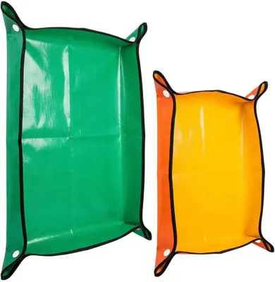 Produktbild von 2 Stück Pflanzmatte 100 × 100 cm und 66 × 66 cm, Umtopfmatte in Orange und Grün