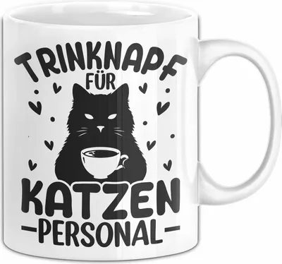 Produktbild von Katzenbesitzerin Tasse Geschenk Katze Trinknapf Für Katzen-Personal Kaffee-Becher (Weiß)