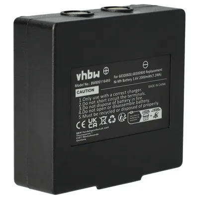 Produktbild von vhbw Akku kompatibel mit Potain P-63418-95 Industrie-Funkfernsteuerung Fernbedienung (2000 mAh, 3,6 V, NiMH) - Schwarz