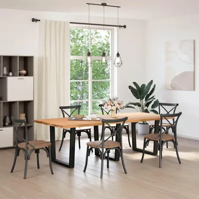 Immagine prodotto di vidaXL Gambe del tavolo da pranzo a forma di V 3 pezzi nero 80x(72-73,3) cm acciaio