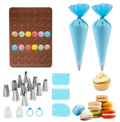 Macaron-Backset, 22-tlg., Silikon, 48 Mulden, antihaftbeschichtet