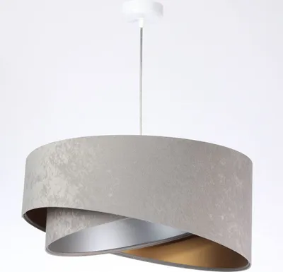 Produktbild von Hängelampe Stoff E27 rund D: 50 cm H: max. 102 cm in Weiß Grau Gold Silber Modern Pendelleuchte