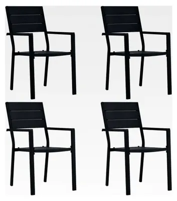 Produktbild von Gartenstühle 4 Stück Schwarz HDPE Holz-Optik Hochlehner Klappstuhl für den Außenbereich
