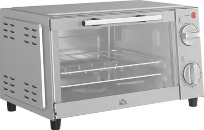 Zdjęcie produktu dla Fortuna Lai Mini piekarnik 9 l Mini piekarnik z blachą do pieczenia, rusztem do grillowania, 100 °C–230 °C, z regulowaną temperaturą i czasem pieczenia, 60-minutowym timerem, 750 W, stal nierdzewna, srebrny |